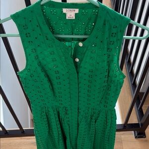 J. Crew Emerald Eyelet Midi Dress